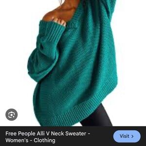 Free People Emerald V-Neck Sweater